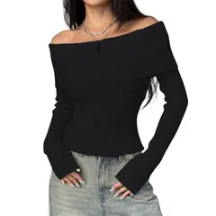 GENERICO - Sueter Mujer Hilo Mlarga Marinera 359G-23 Color Negro
