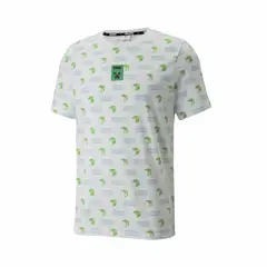 GENERICO - Polo Manga Corta Minecraft White Hombre Talla M