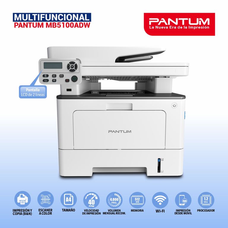 Impresora Multifuncional Laser Monocromática BM5100ADW