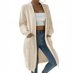 GENERICO - Chompa Mujer Hilo Invierno Abierto 359G- 30 Color Perla