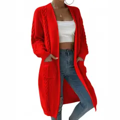 GENERICO - Chompa Mujer Hilo Invierno Abierto 359G- 30 Color Rojo