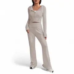 GENERICO - Conjunto Mujer Hilo Pantalon Campana 359G-60 Color Hueso