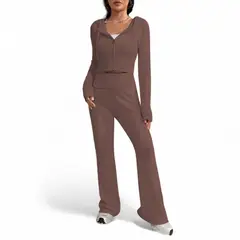 GENERICO - Conjunto Mujer Hilo Pantalon Campana 359G-60 Color Marron