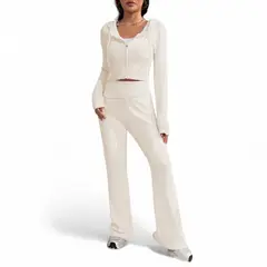 GENERICO - Conjunto Mujer Hilo Pantalon Campana 359G-60 Color Perla