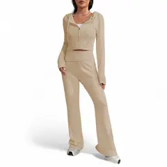 GENERICO - Conjunto Mujer Hilo Pantalon Campana 359G-60 Color Vainila