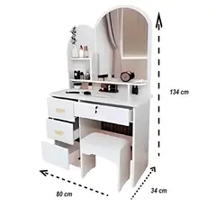 GENERICO - Tocador de Maquillaje con Espejo Ovalado