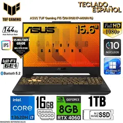 ASUS - Laptop TUF GAMING F15 Int Core i7-13620H 16GB RAM DDR5 1TB SSD WIN11 PRO 90NR0BV7-M00RN0