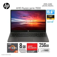HP - Laptop 255 G10 AMD Ryzen 3 -7330U 8GB RAM 256GB SSD 15.6" HD Windows 81U53LT - Negro