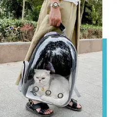 GENERICO - Mochila De Mascota Transparente Para Perros Y Gatos Negro