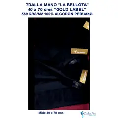 LA BELLOTA - Toalla Mano Negra 560 grs 40×70 cm "La Bellota" Gold Label