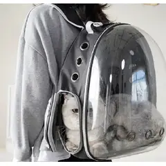 GENERICO - Mochila De Mascota Transparente Para Perros Y Gatos Negro
