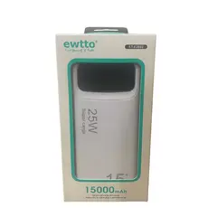 EWTTO - Power Bank Blanco ET-E2802 15000mAh Carga Rápida con Pantalla Digital