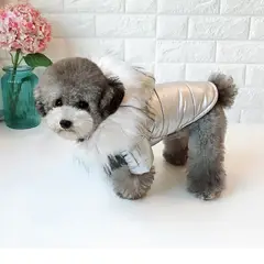 GENERICO - CASACA TÉRMICA ACOLCHADA PLATEADA PARA MASCOTAS TALLA XL