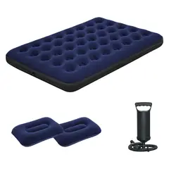 GENERICO - COLCHÓN INFLABLE + INFLADOR + 2 ALMOHADAS