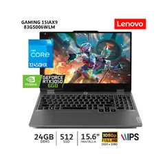 LENOVO - Laptop LOQ 15IAX9, CI5-12450HX, 24Gb Ram/ 512Gb SSD/ 15.6” FHD/ RTX 3050 6Gb - 83GS006WLM