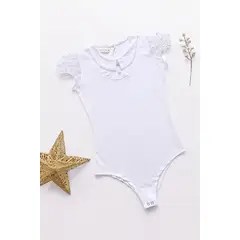 KIDS MASHMELO - BODY CUELLO BB Y MANGAS DE TULL CARRUGADAS PARA NIÑA