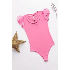 KIDS MASHMELO - BODY CUELLO BB Y MANGAS DE TULL CARRUGADAS PARA NIÑA