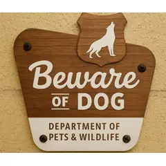BOSQUE INVERNAL DECORACION ECO ALTERNATIVA - Letrero en madera BEWARE OF DOG