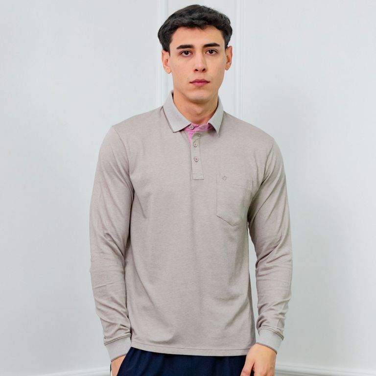 POLO BOX REGULAR FIT CABALLERO ML - PIQUE LYCRADO