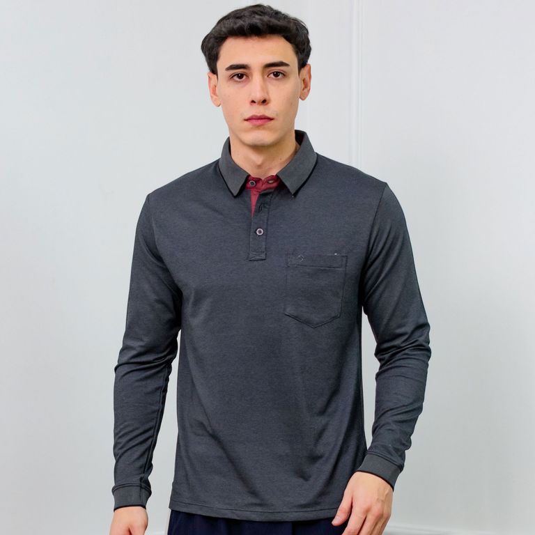 POLO BOX REGULAR FIT CABALLERO ML - PIQUE LYCRADO