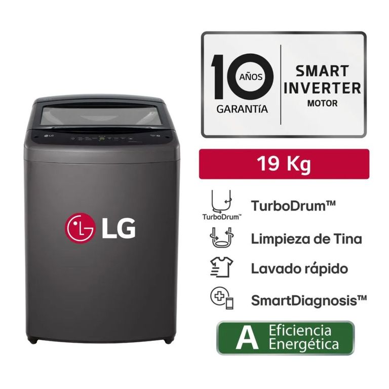 Lavadora 19 Kg Turbodrum Carga Superior WT19BVTB Negro Claro