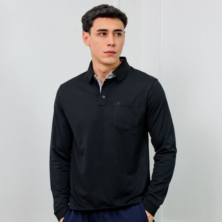 POLO BOX REGULAR FIT CABALLERO ML - PIQUE LYCRADO