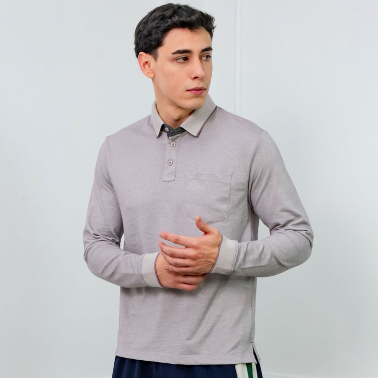 POLO BOX REGULAR FIT CABALLERO ML - PIQUE LYCRADO
