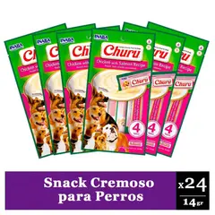 CHURU - Snack Cremoso Perro Pollo y Salmón 6 Sobres x4 tubos