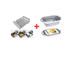 GENERICO - Escurridor Retráctil Extensible + Tabla de Picar Plegable
