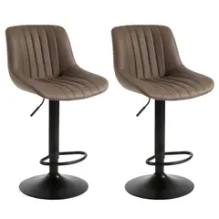 NOVAHUS - Set x 2 Silla de Bar New York con Respaldo y Reposapiés Marrón