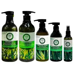 WOKALI - PACK 5 TE VERDE SHAMPOO & ACON 550ML & CREMA ALOE & FIJADOR BAMBÚ & LACA BAMBÚ -