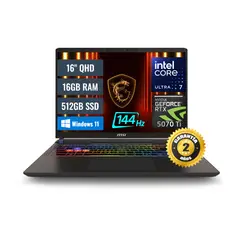 MSI - Laptop Gamer Vector 16 HX16", Ultra 7 255HX, 16GB DDR5, SSD 512GB, RTX 5070Ti 12GB, Windows 11