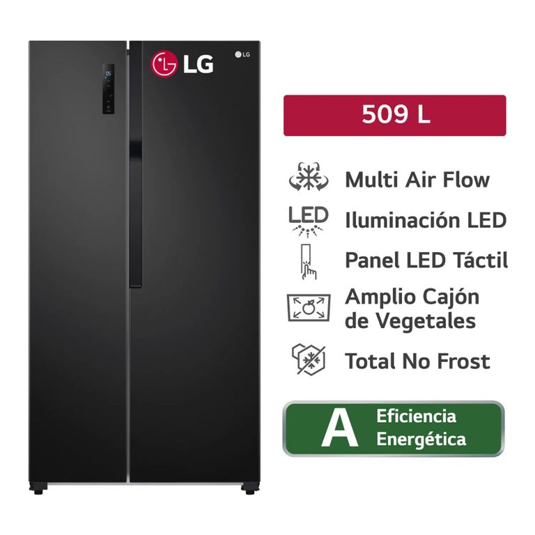 Refrigeradora GS51MPD 509L Multi Air Flow Side By Side Negro