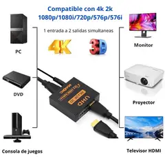 OEM - HDMI SPLITTER 1x2 4K x 2K 3D Divisor y Multiplica Señal SM-F7806K