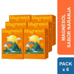 MAGNESOL - Naranja Pack de 6 Cajas Efervescente - Magnesio + Zinc