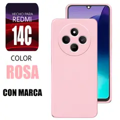 XIAOMI - Silicone Case Para Redmi 14C Rosa Con Marca
