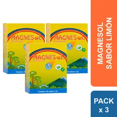 MAGNESOL - Limón Pack de 3 Cajas Efervescente - Magnesio + Zinc