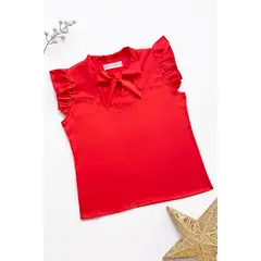 KIDS MASHMELO - BLUSA CON LAZO EN ESCOTE Y MANGA CON VOLANTE PARA NIÑA