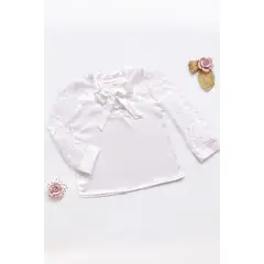 KIDS MASHMELO - BLUSA DE SEDA CON MANGAS DE TULL PARA NIÑA