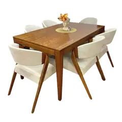 ALTO HOGAR - Juego De Comedor Balu 6 Sillas Beige Madera Tornillo