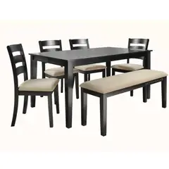 ALTO HOGAR - Juego De Comedor Denieke 6 Sillas Beige Madera Tornillo