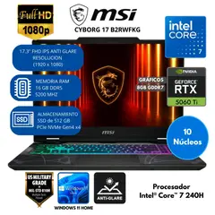 MSI - Laptop Gaming INTEL CORE 7 (CYBORG 17 B2RWFKG) RAM 16 GB SSD 512 GB 17.3" FHD IPS Windows 11