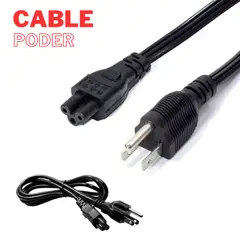 GENERICO - CABLE PODER TIPO TREBOL UNIVERSAL 1.50 M NEGRO