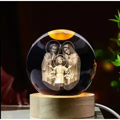 GENERICO - ESFERA DE CRISTAL 3D LÁMPARA LED ADORNO DECORATIVO FAMILIA CON JESÚS