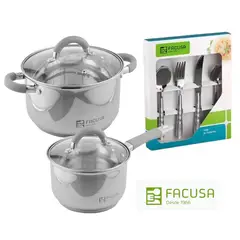 FACUSA - Juego de Ollas Acero Inox + Set de Cubiertos