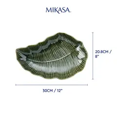 MIKASA - Fuente de cerámica forma de hoja 30cm color verde Jardin