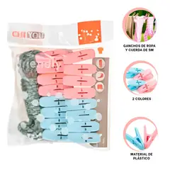 GENERICO - Pack5 Ganchos para Ropa de Plástico Resistentes Multicolor