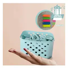 GENERICO - Pack6 Cesto Cuadrado en Color Verde Y+Banderitas Adhesivas