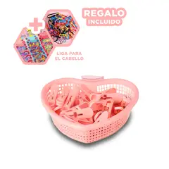 GENERICO - Pack5 Canasta con Compartimentos Rosado Y+Ligas de Regalo