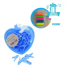 GENERICO - Pack9 Canasta Bonita en Color Celeste Y+Banderitas Adhesivas